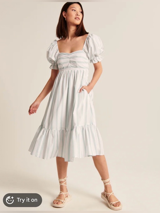 Abercrombie & Fitch Dresses & Skirts - A&F Puff Sleeve Poplin Midi Dress